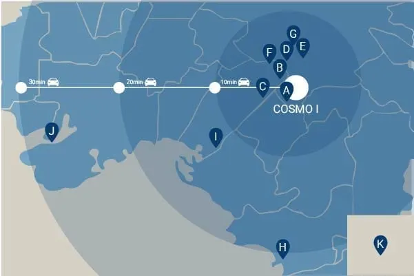 كوزمو ١ — location map